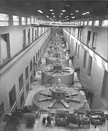 Bonneville Dam has eight giant turbines.
